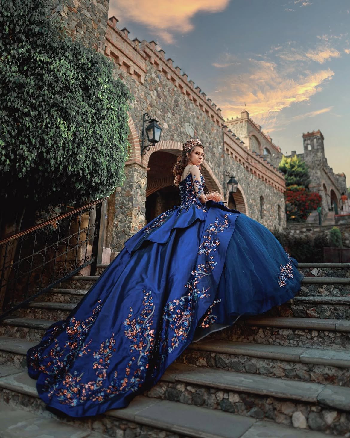 Sweet 16 in blue gown at a castle venue — Sweet Sixteen celebration in West Palm Beach