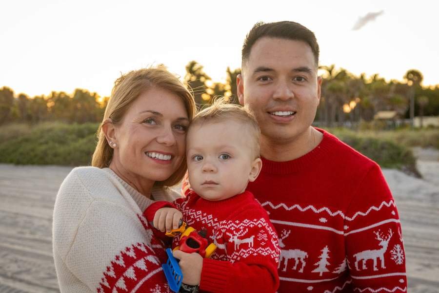 Family portrait at the beach during golden hour in West Palm Beach
