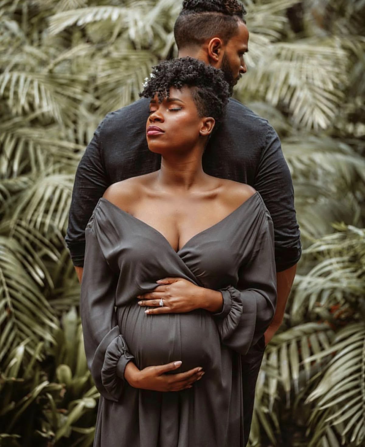 Outdoor maternity portrait in soft natural light