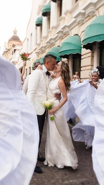 Newlyweds celebrating at their West Palm Beach wedding