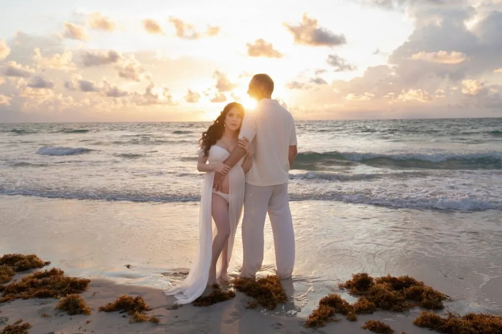 Maternity session capturing expecting parents in natural light